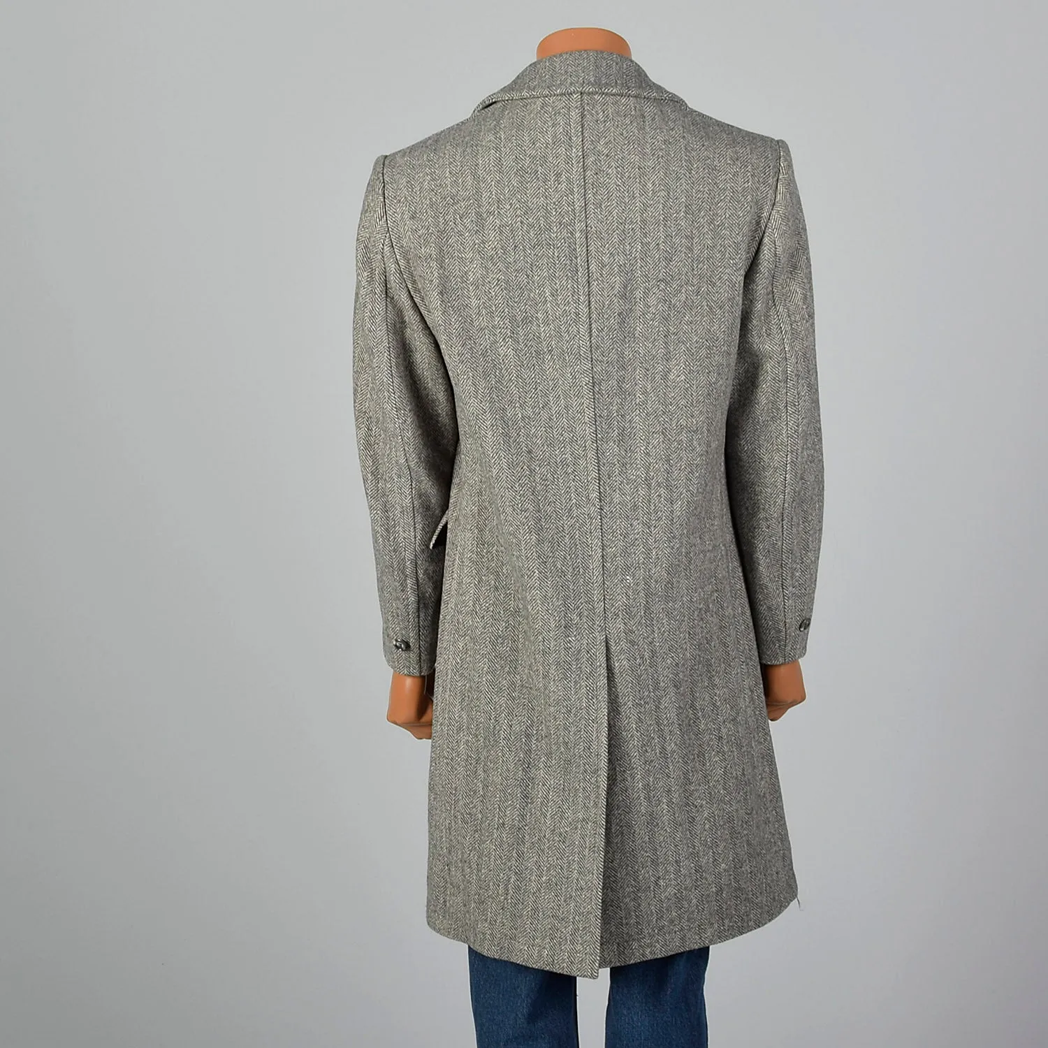 1970s Gray Wool Tweed Coat with Convertible Pockets