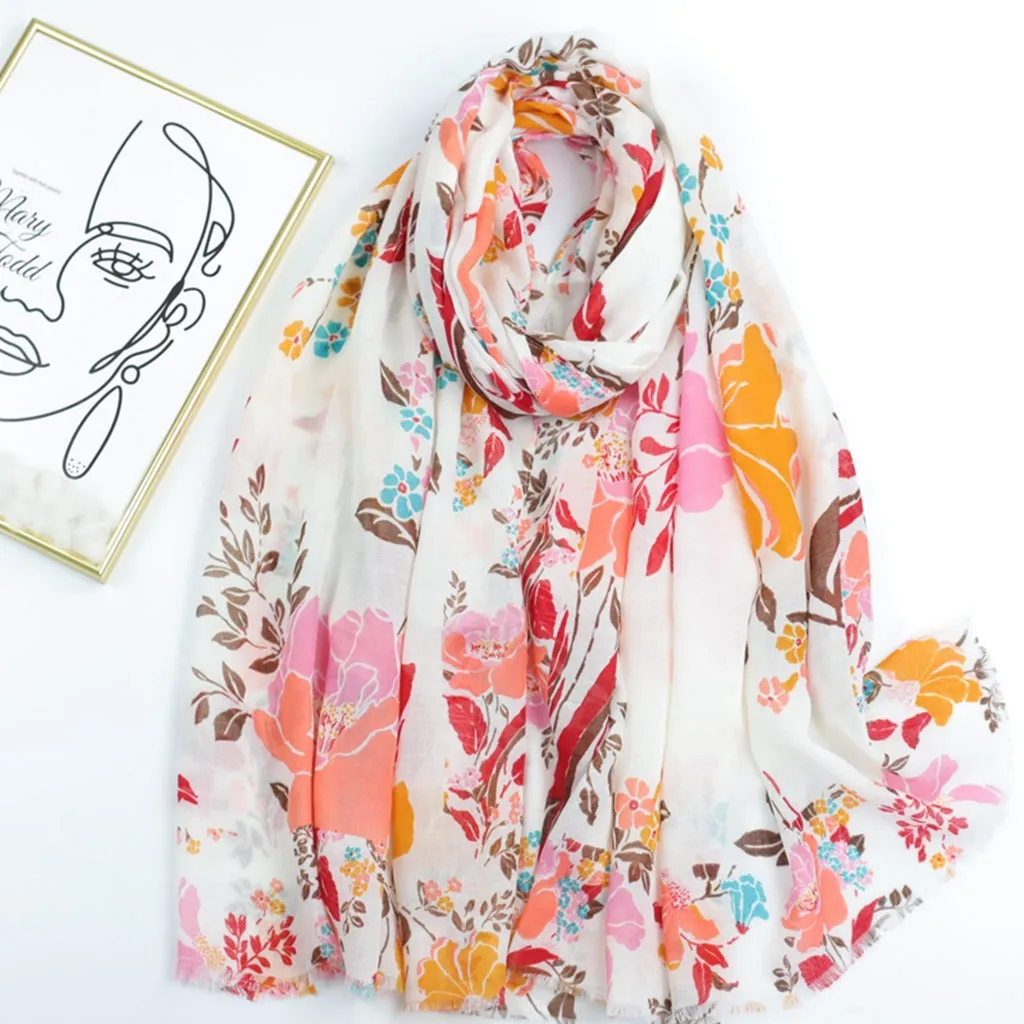 230305 hot stamping flower printed scarf