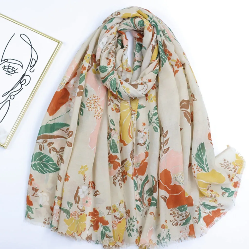 230305 hot stamping flower printed scarf