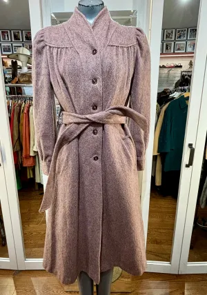 60's Pink Belted Wool Coat