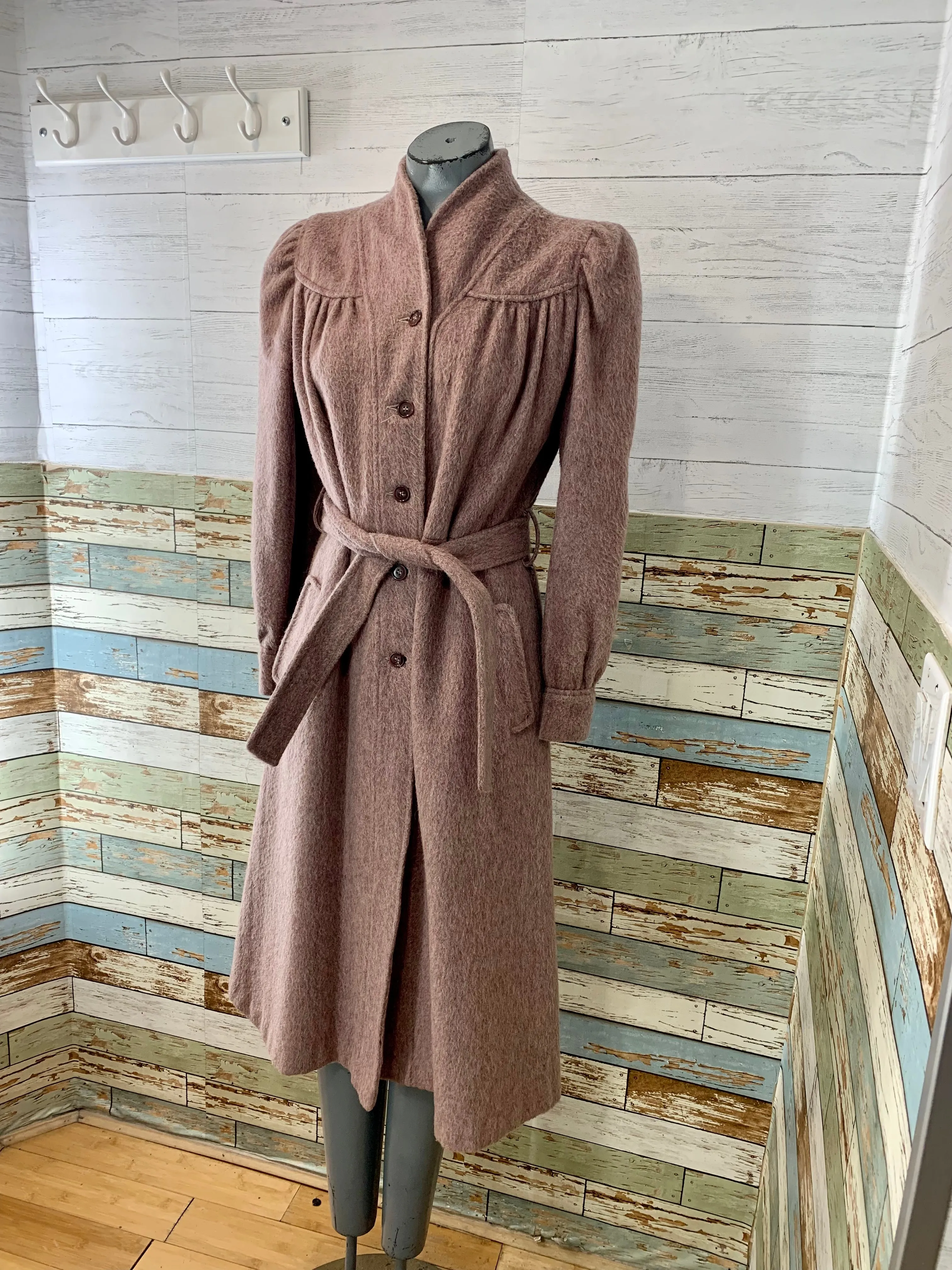 60's Pink Belted Wool Coat