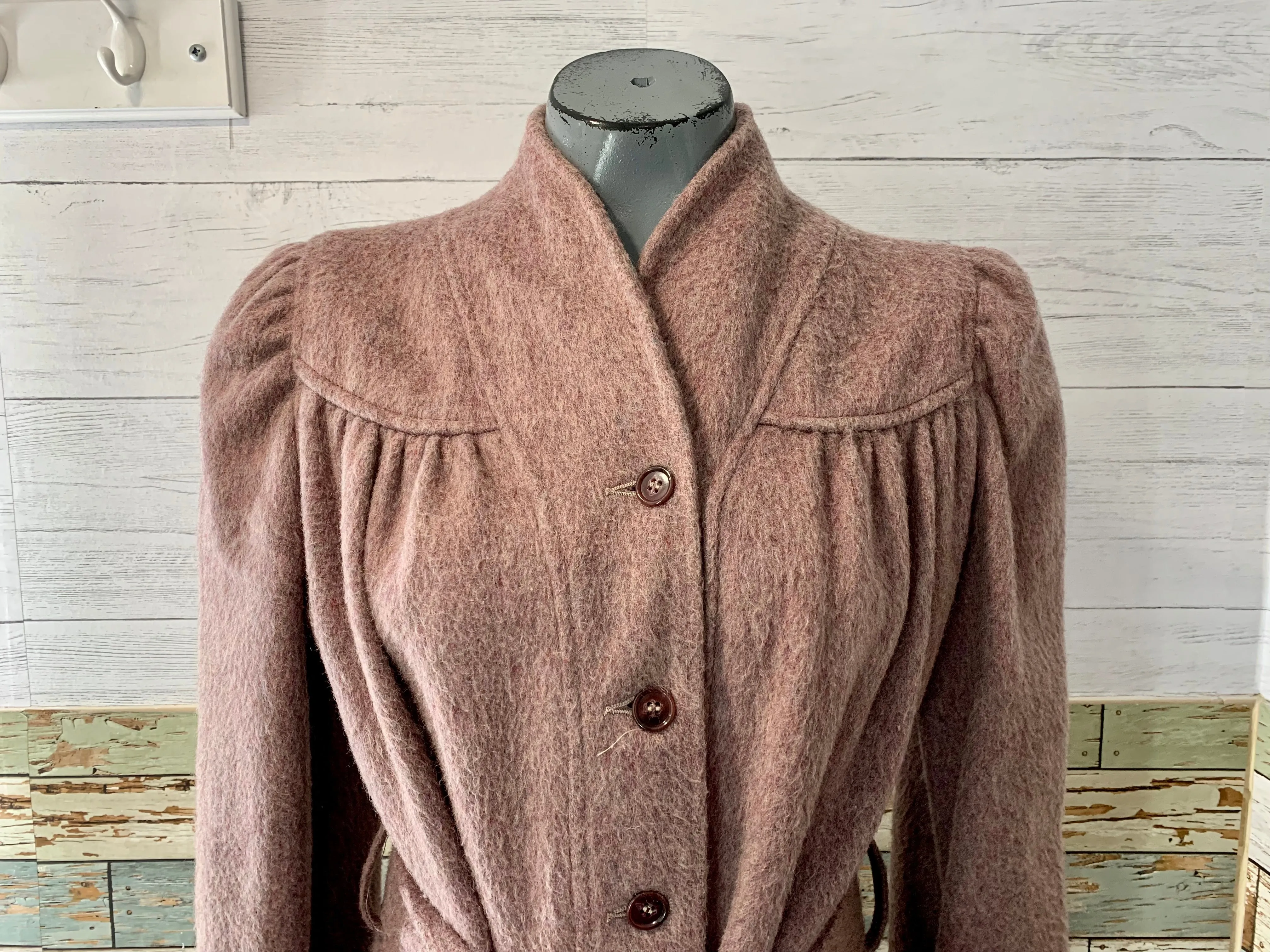 60's Pink Belted Wool Coat