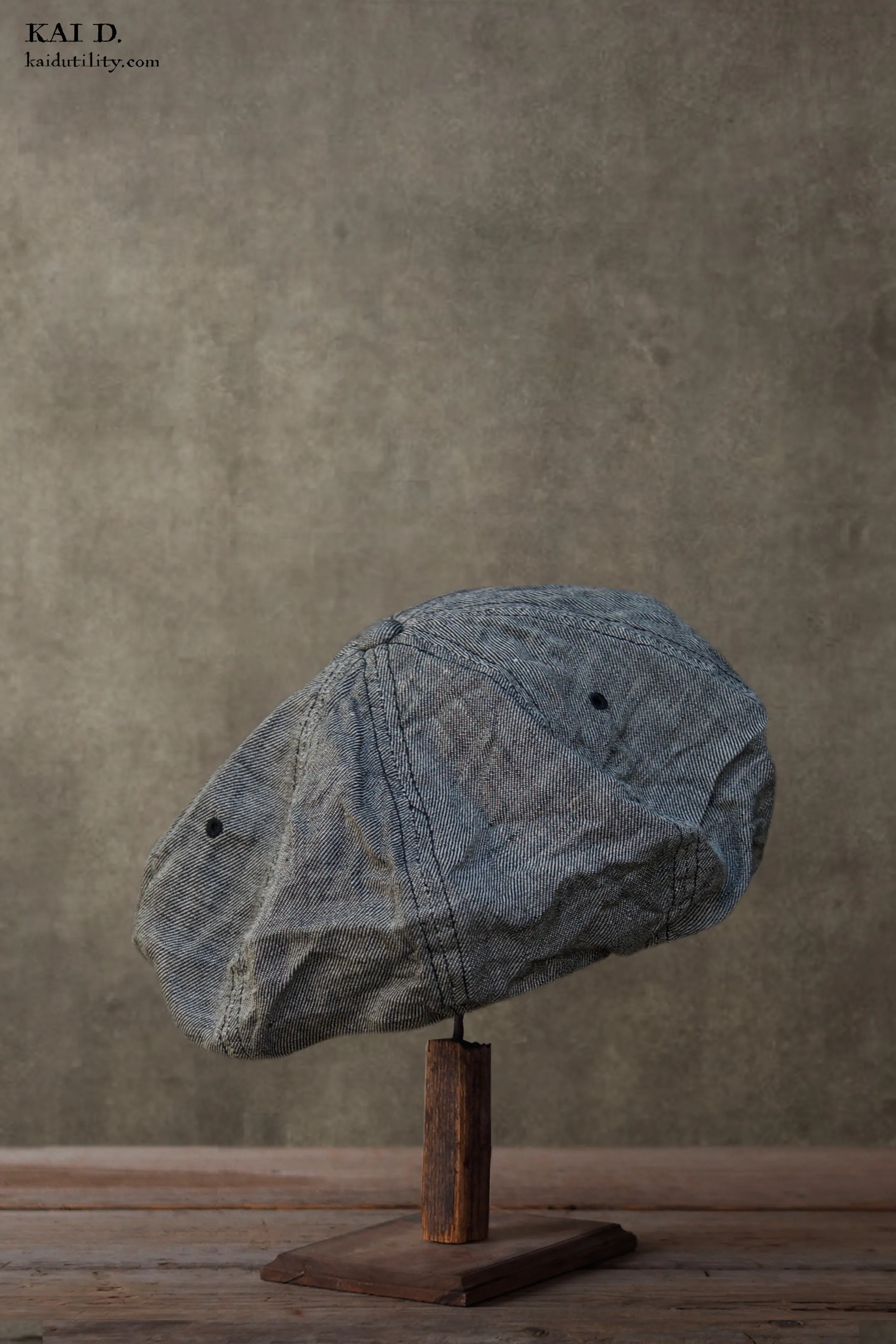 8 Panel Linen Beret - Texture Grey - M, L