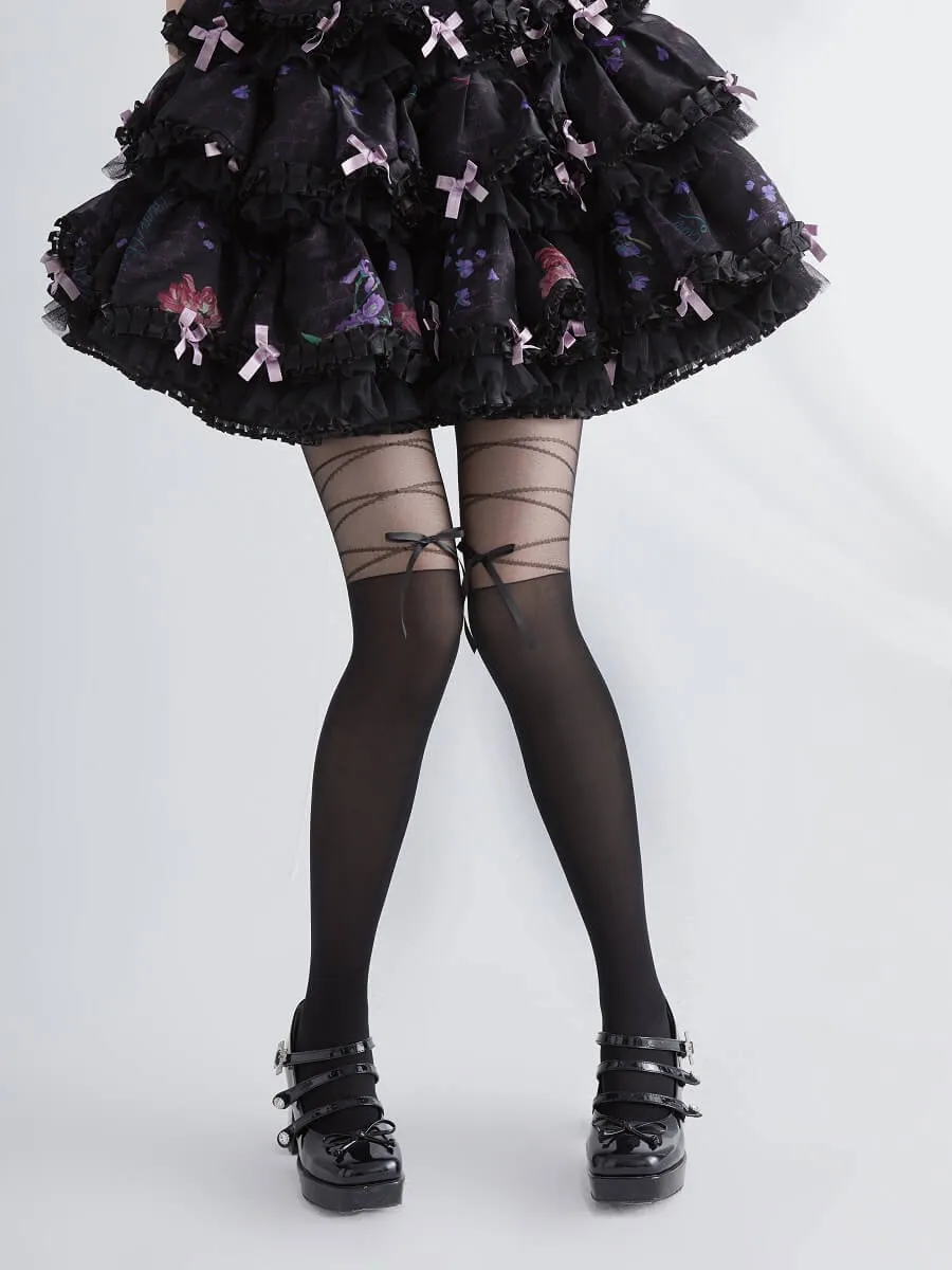 Aesthetic ribbon bow tights