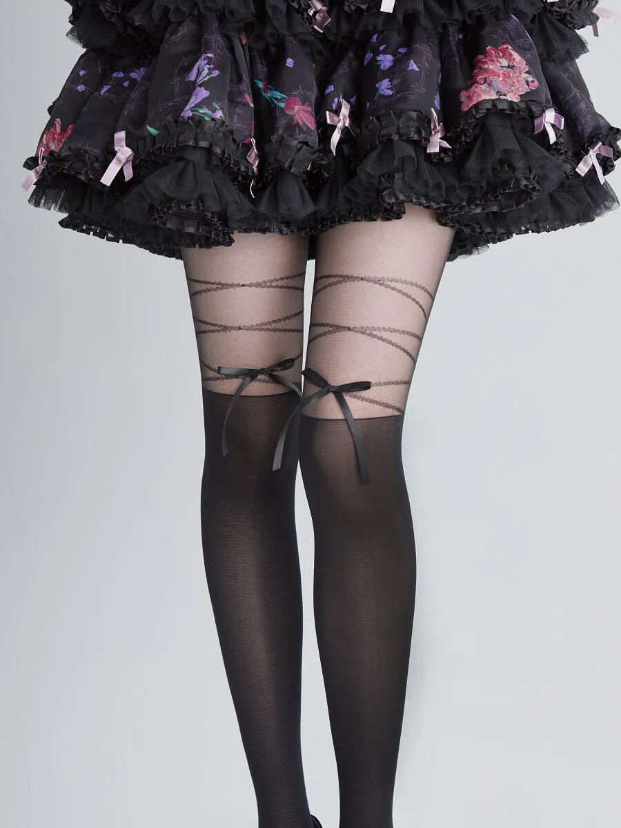 Aesthetic ribbon bow tights