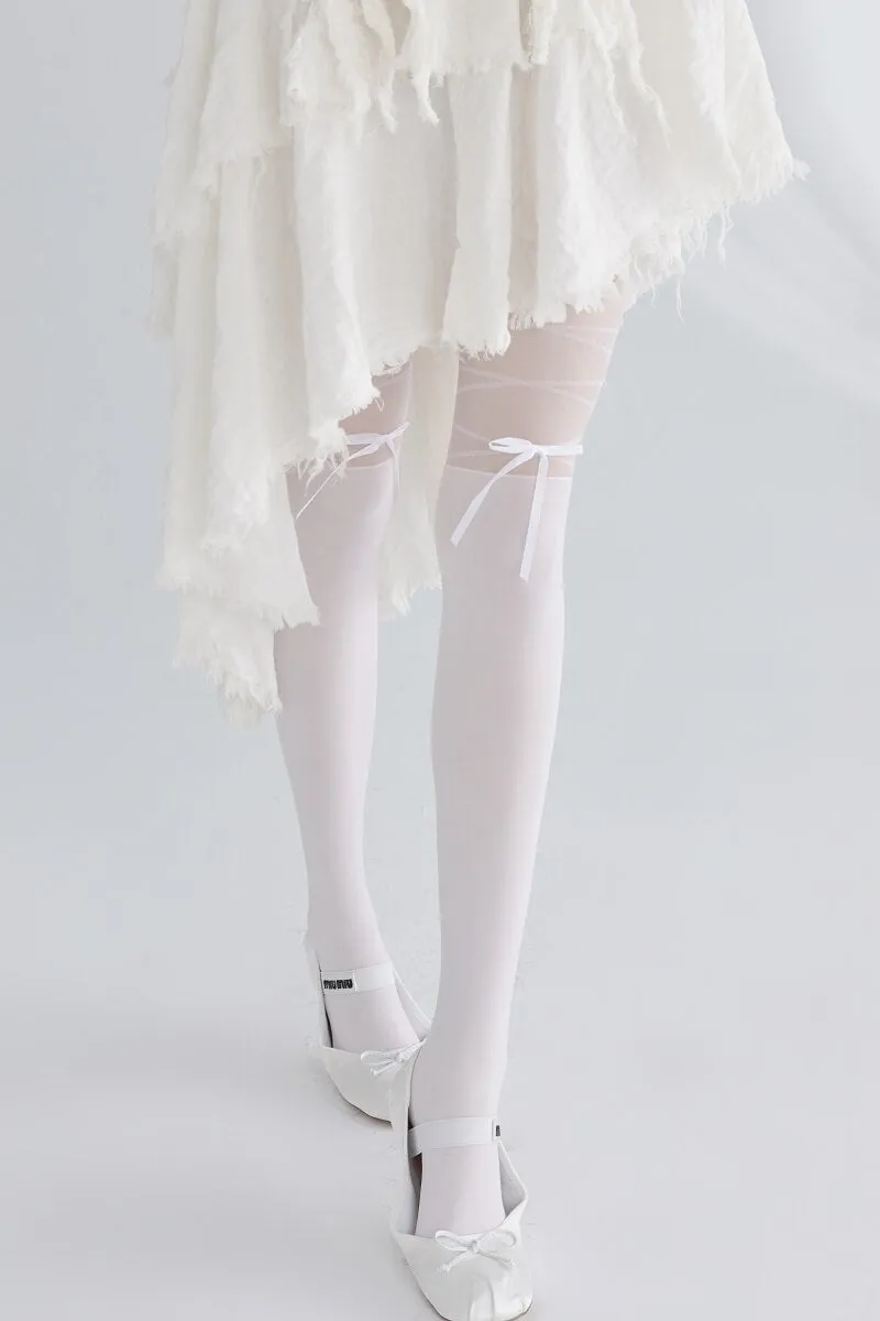 Aesthetic ribbon bow tights