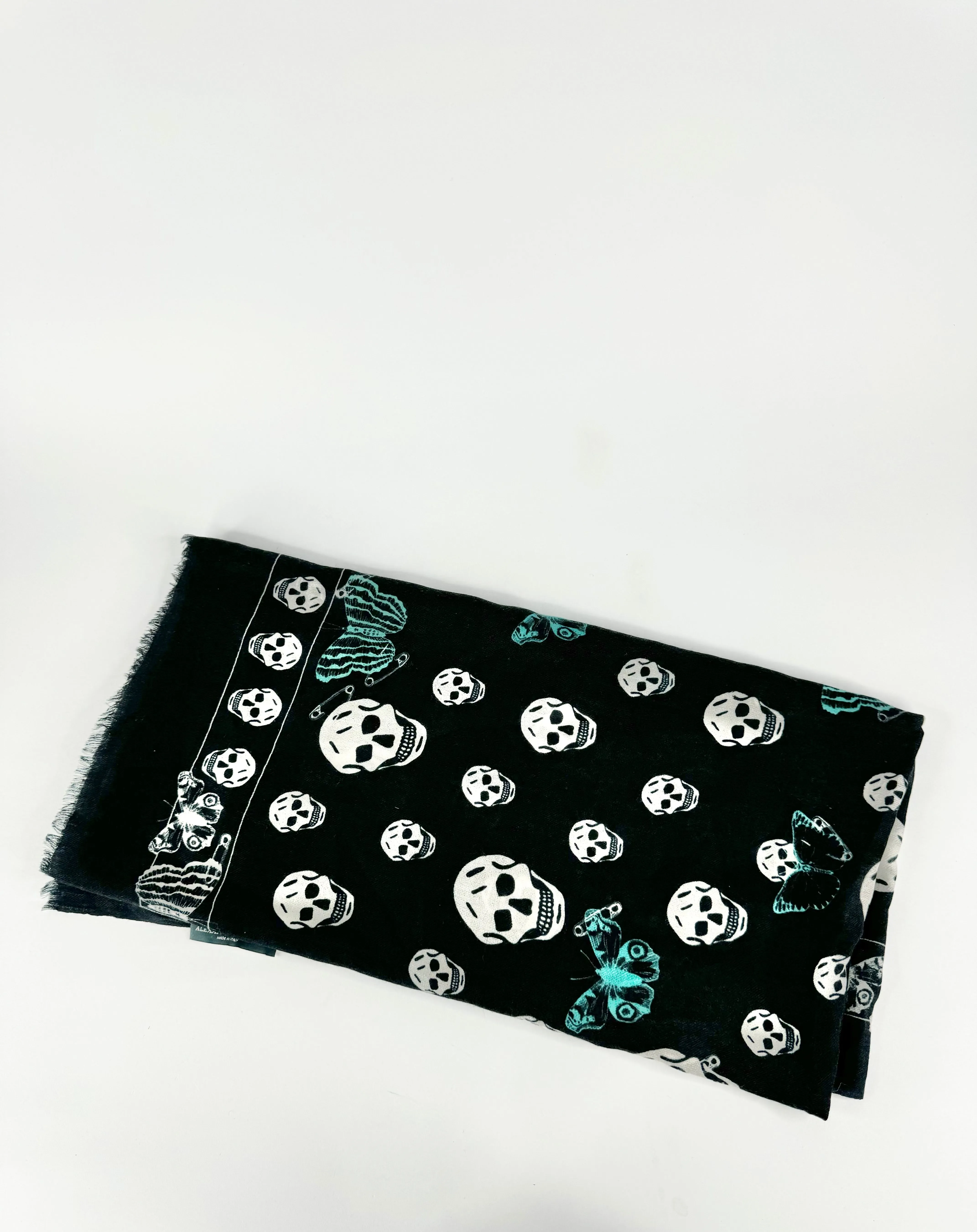 Alexander McQUeen Black Seasonal Butterfly & Skull Scarf