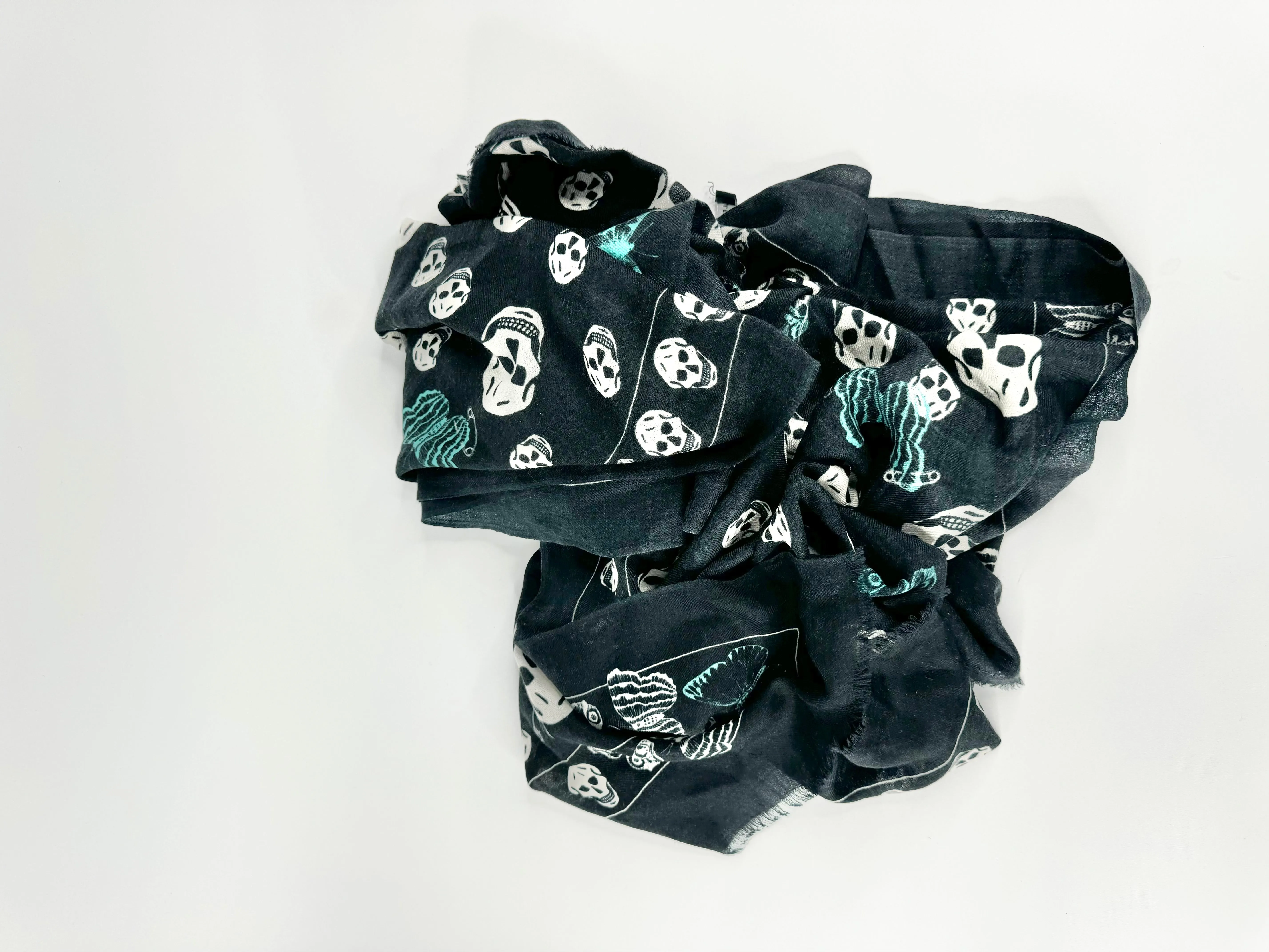 Alexander McQUeen Black Seasonal Butterfly & Skull Scarf