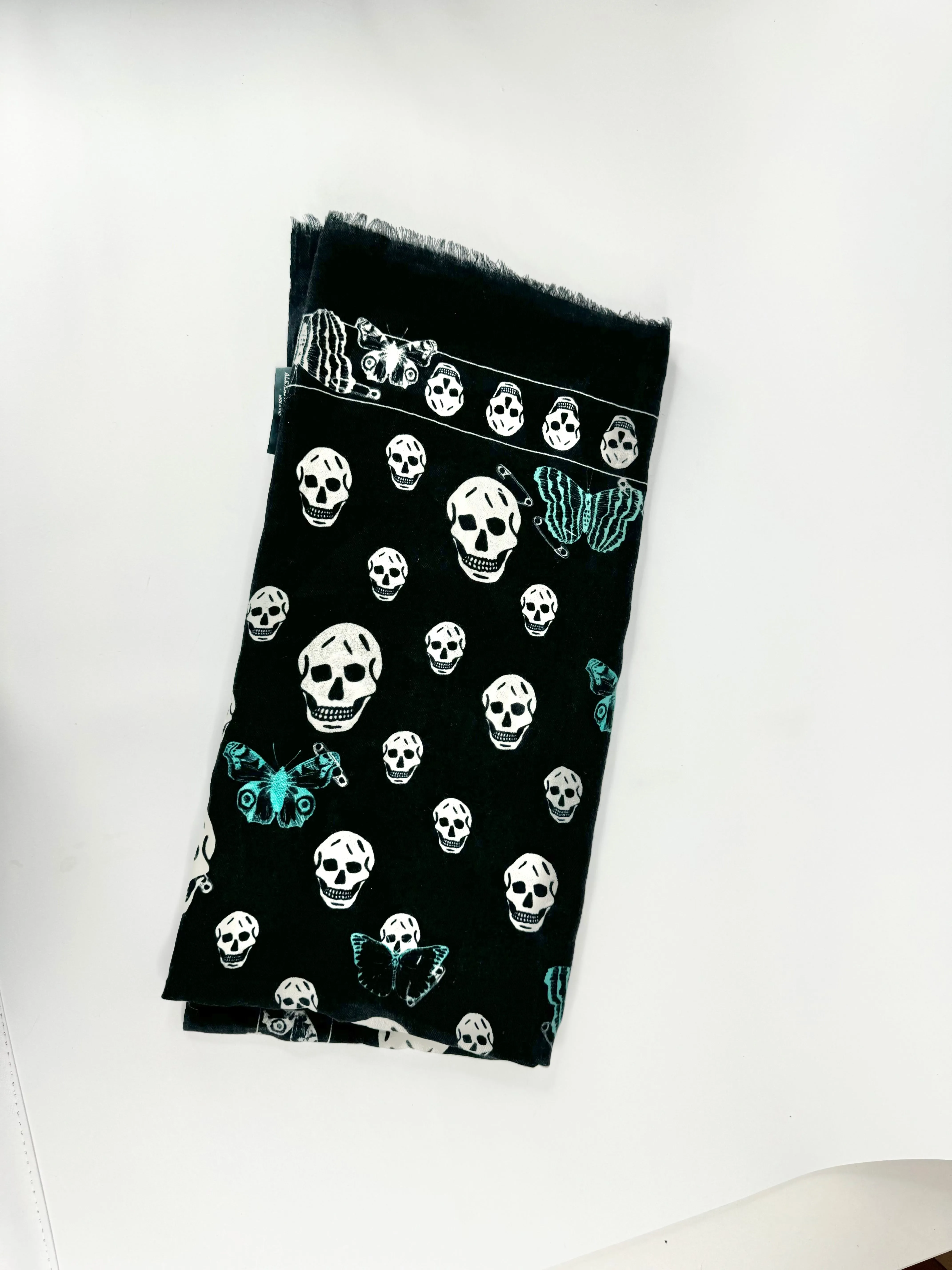 Alexander McQUeen Black Seasonal Butterfly & Skull Scarf