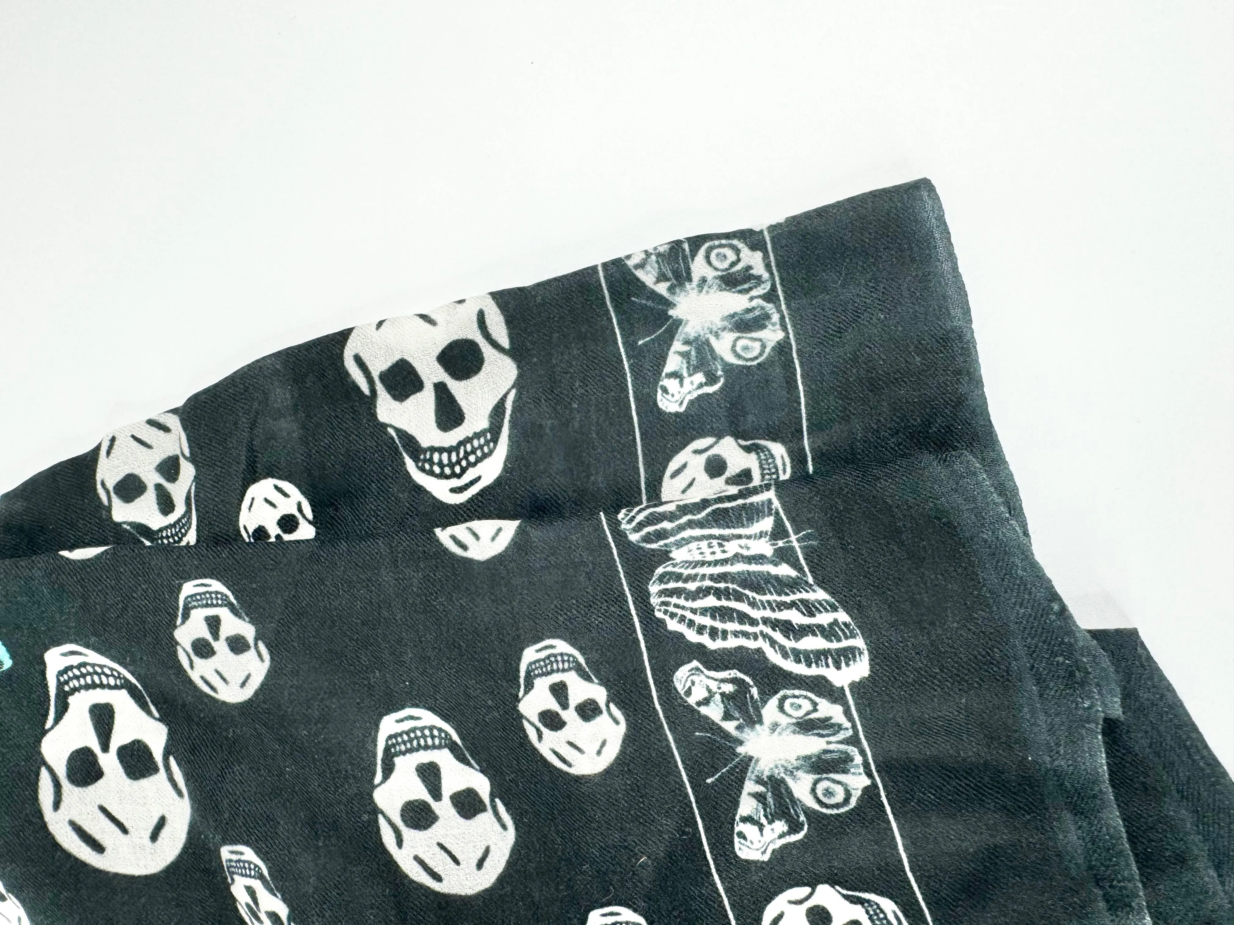 Alexander McQUeen Black Seasonal Butterfly & Skull Scarf