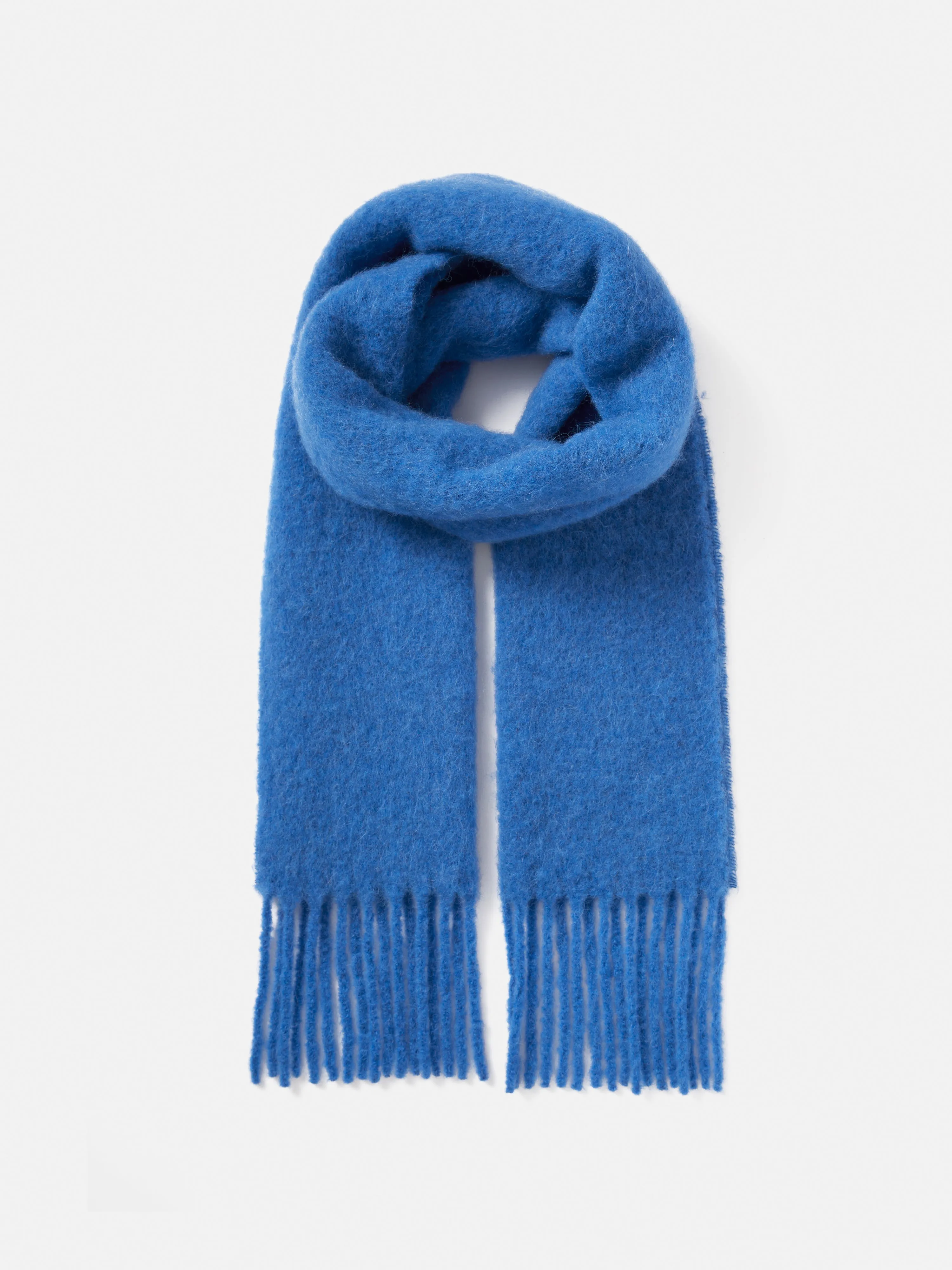 Alpaca Blend Fringed Scarf | Blue