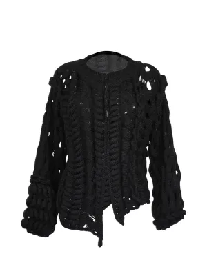 Asymmetric Chunky Cardigan - Black