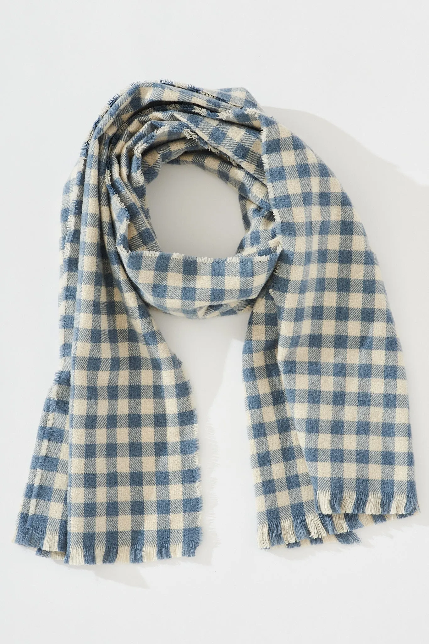 Aubrey Knit Scarf In Grey Gingham