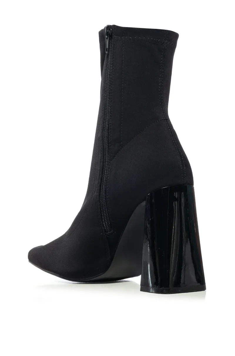 AZALEA WANG IN THE MOONLIGHT CHUNKY HEEL BOOTIE IN BLACK