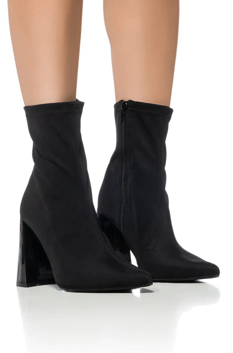 AZALEA WANG IN THE MOONLIGHT CHUNKY HEEL BOOTIE IN BLACK