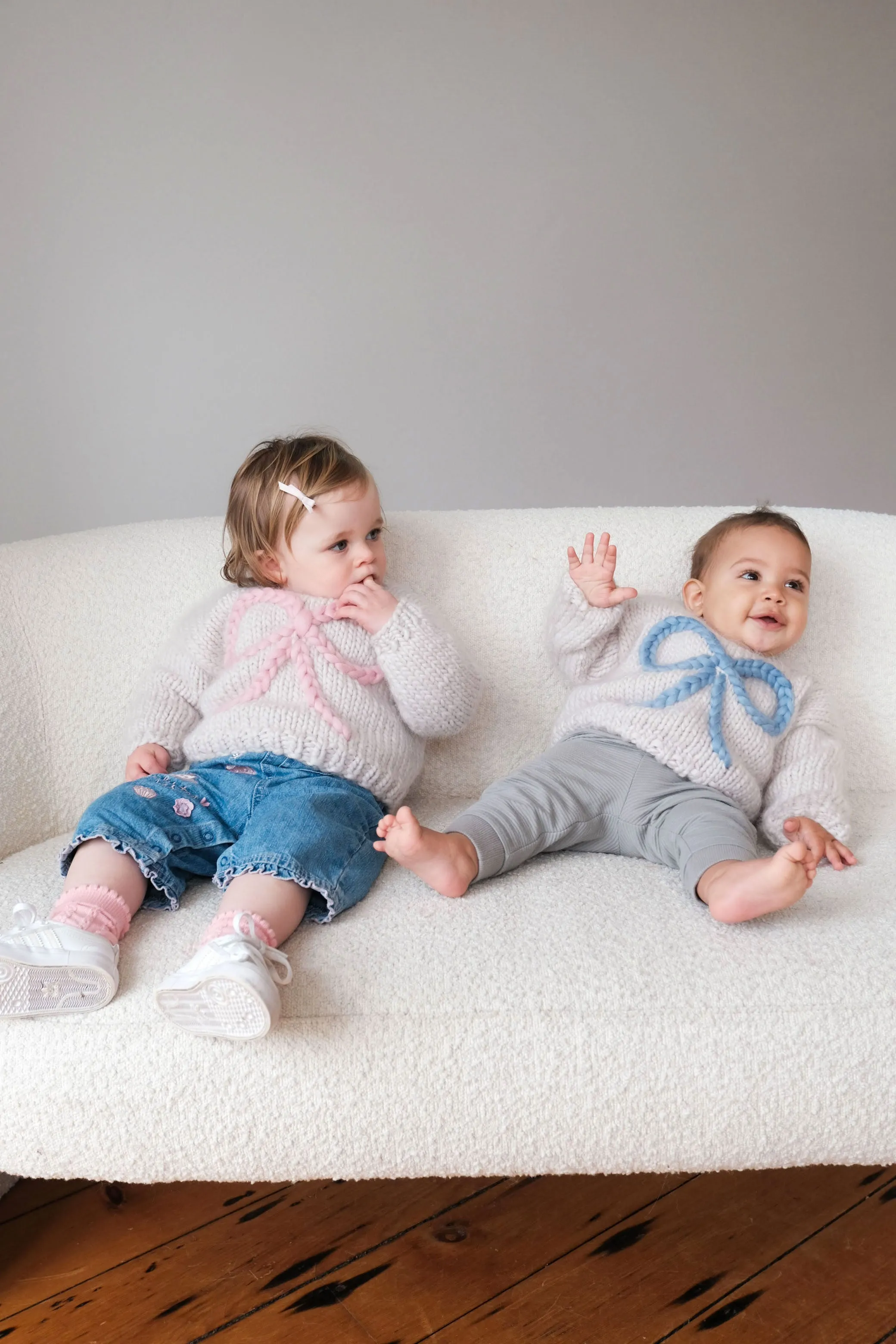 Baby Bow Chunky Knit Sweater in Blue