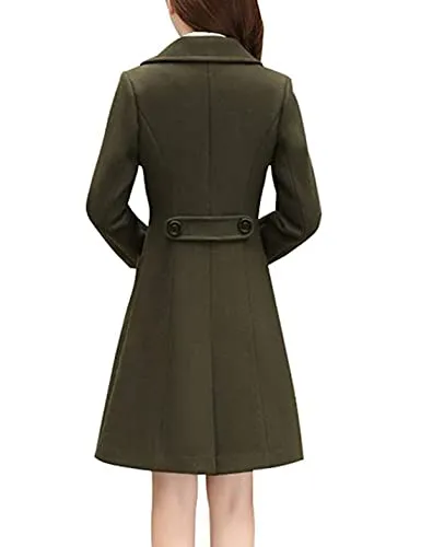 Bankeng Women's Elegant Wool Blend Coat Mid-Length Slim Fit Notched Lapel Warm Winter Coats(Z-Camel,S)