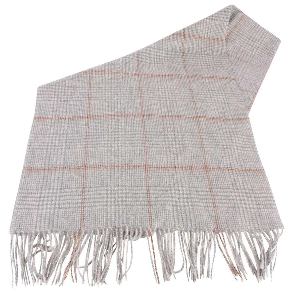 Bassin and Brown Reid Large Check Wool Scarf - Grey/White