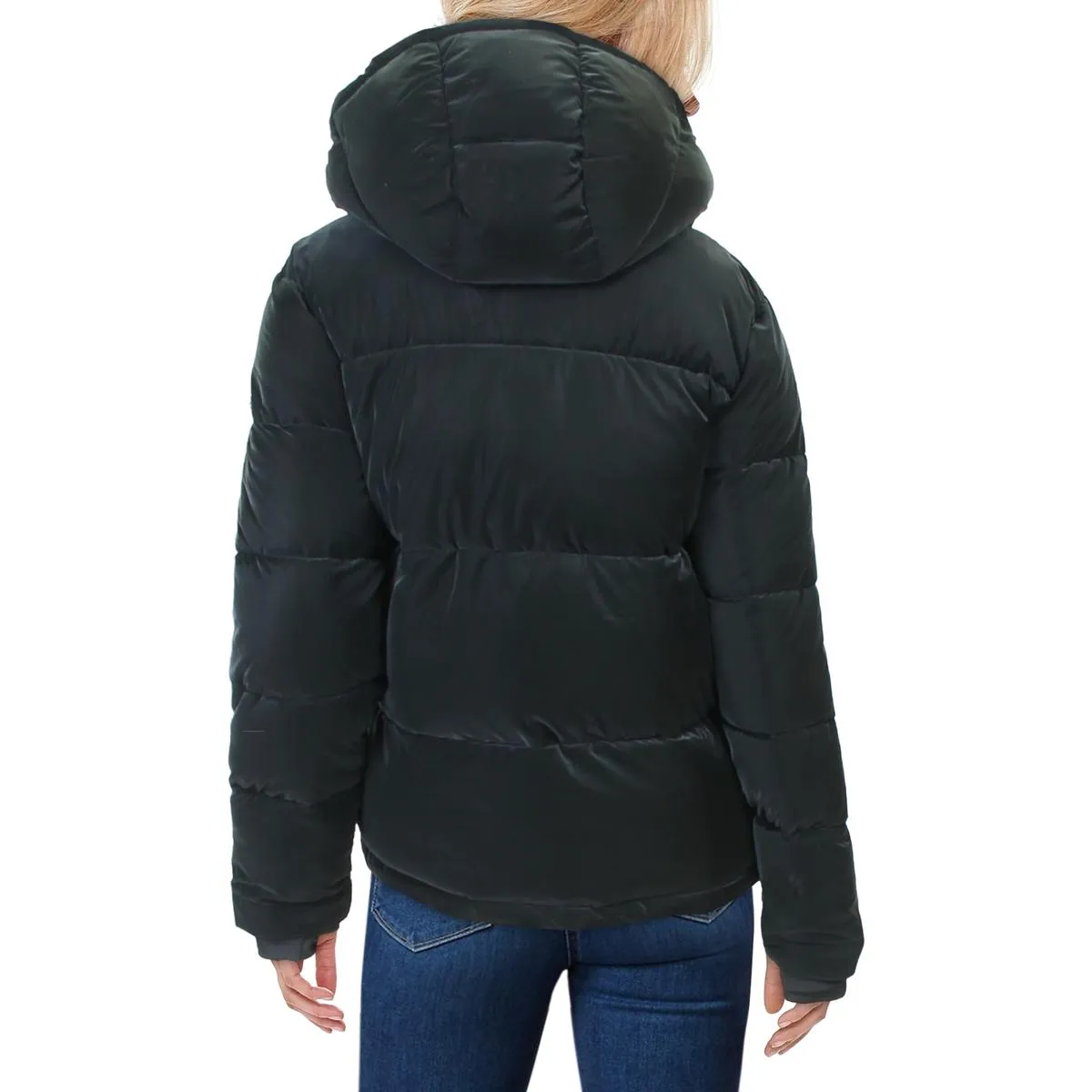 BCBGeneration Women's Liquid Metallic Quilted Hooded Puffer Coat