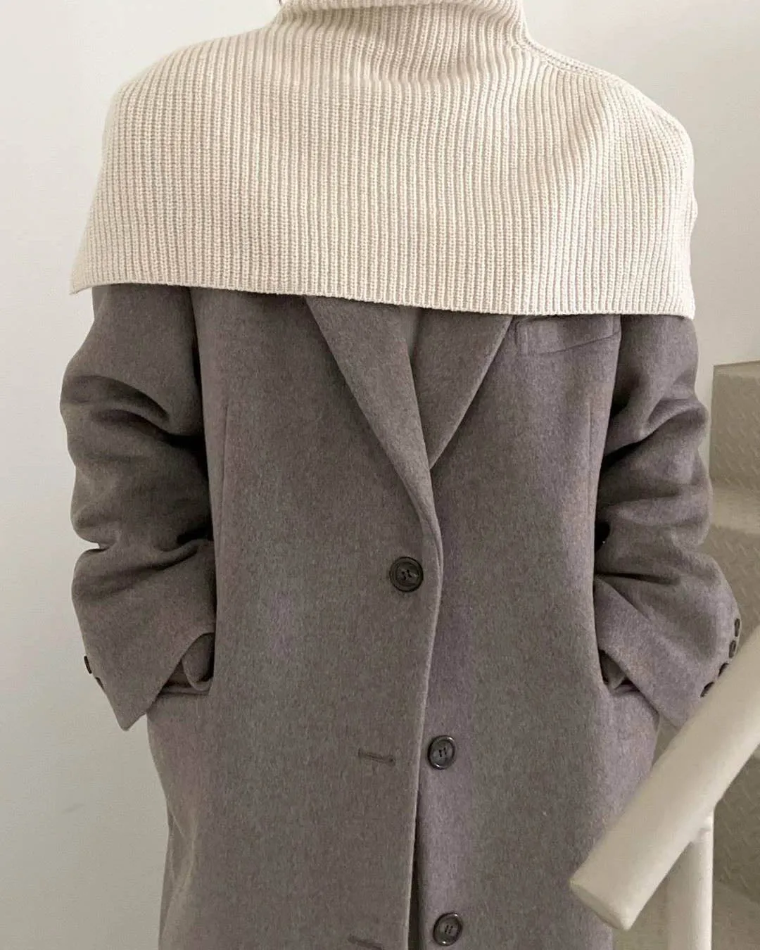 BEATRICE WOOL OVERCOAT BEIGE GREY