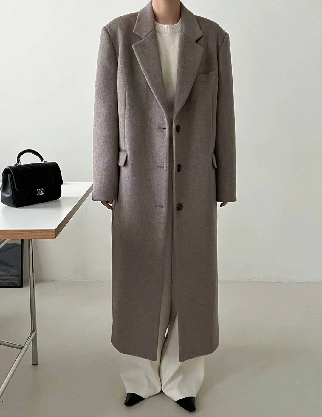 BEATRICE WOOL OVERCOAT BEIGE GREY