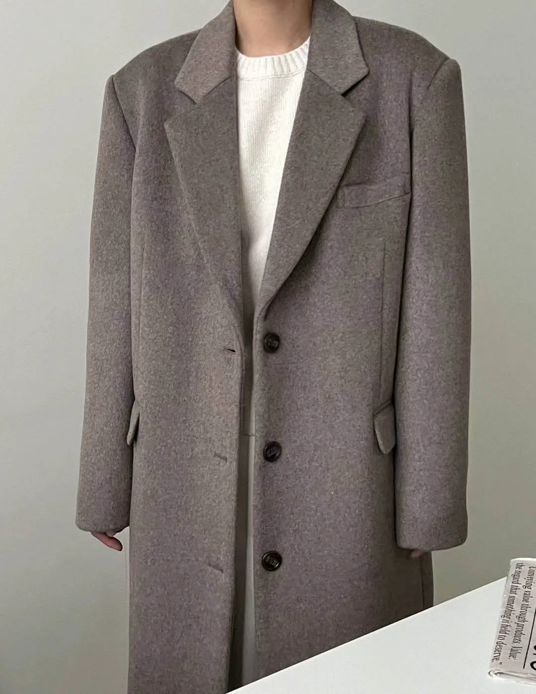 BEATRICE WOOL OVERCOAT BEIGE GREY