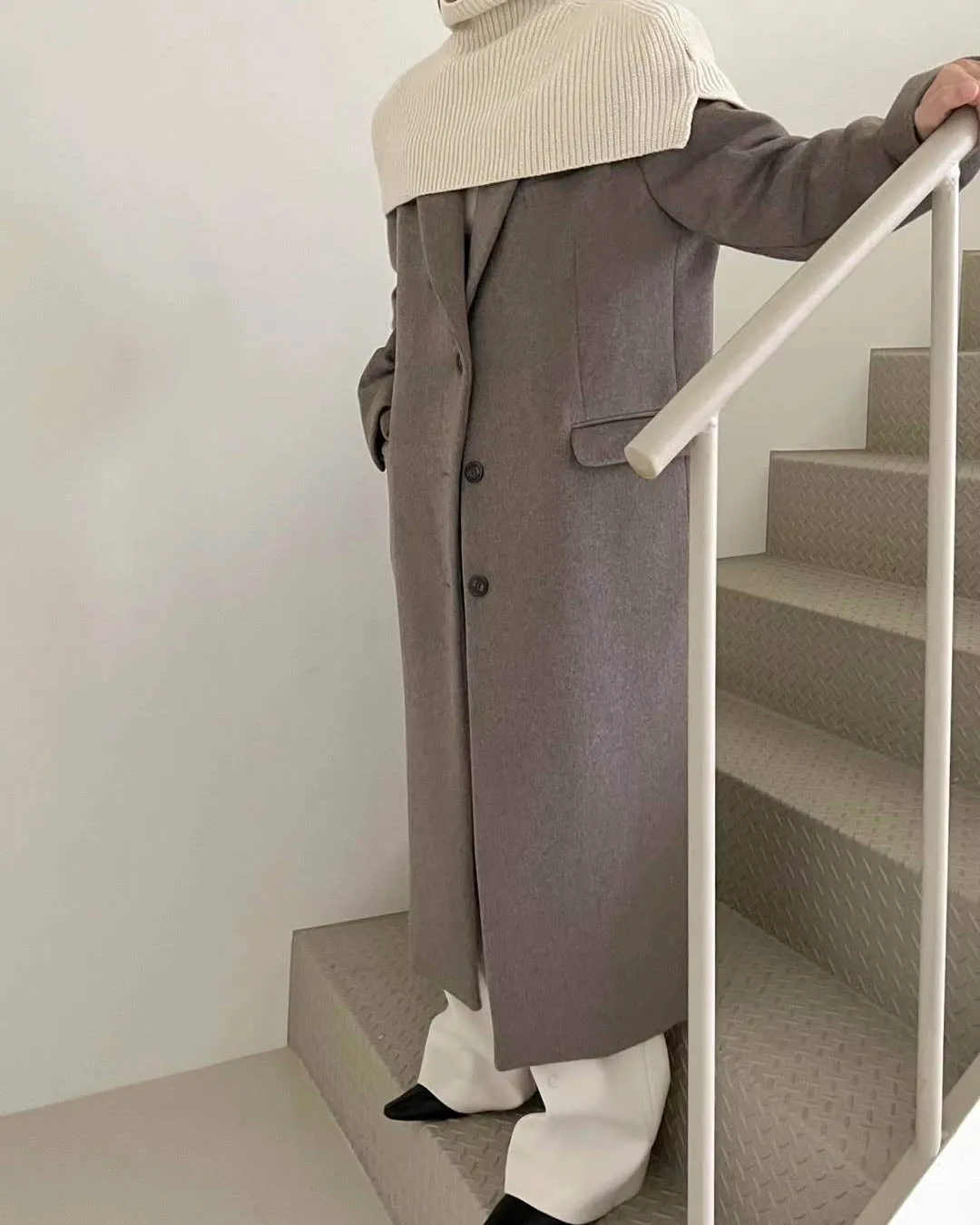 BEATRICE WOOL OVERCOAT BEIGE GREY