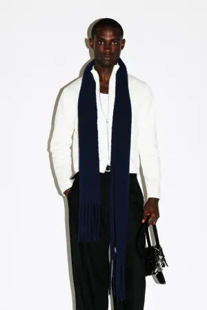 Beverly Brushed Wool Textural Scarf  |  Navy