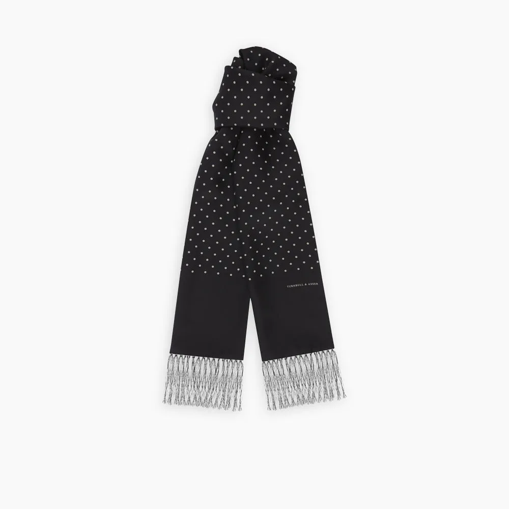 Black and White Spotted Silk Scarf