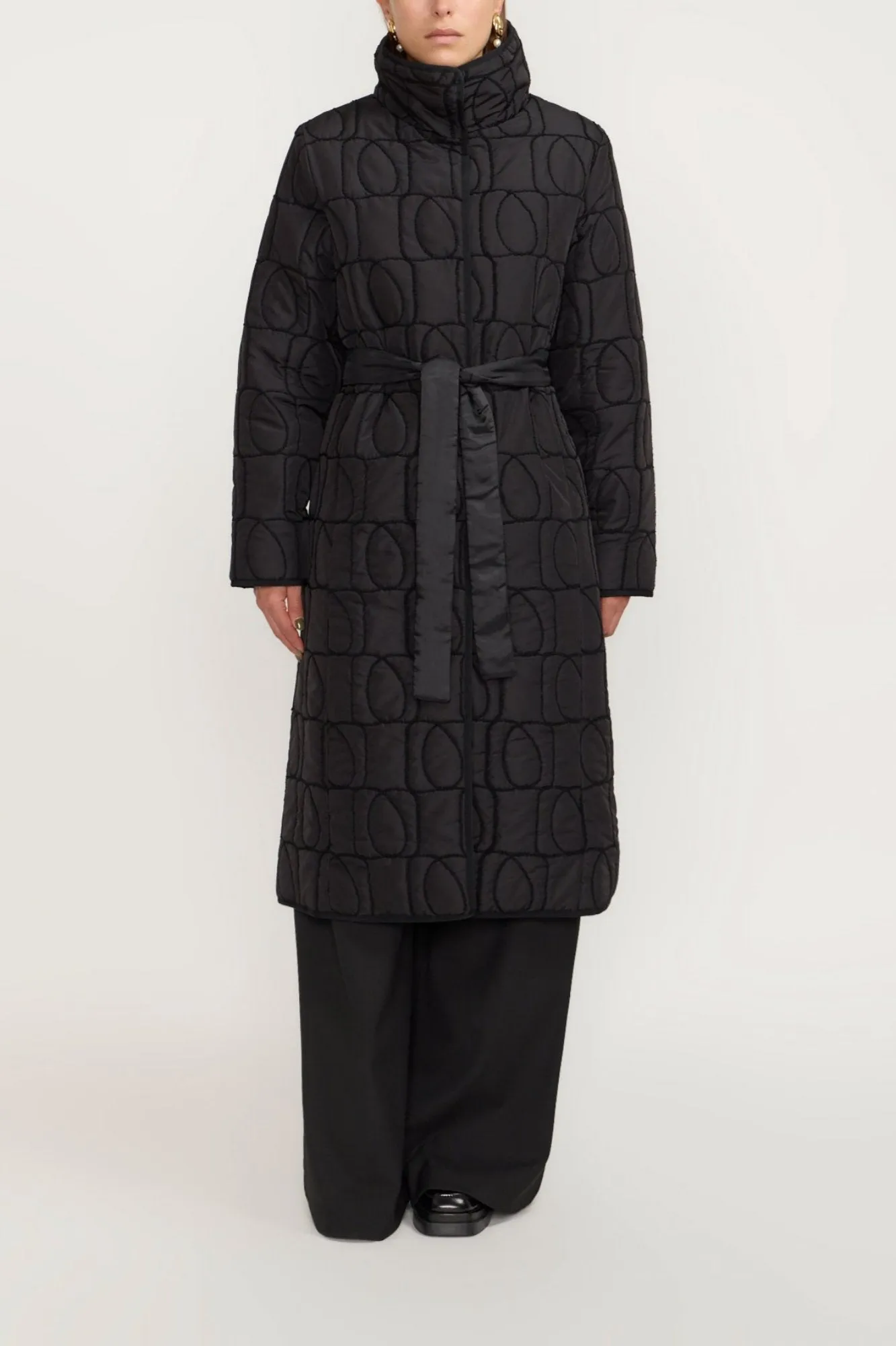 BLACK MONOGRAM Quilted Puffer Coat