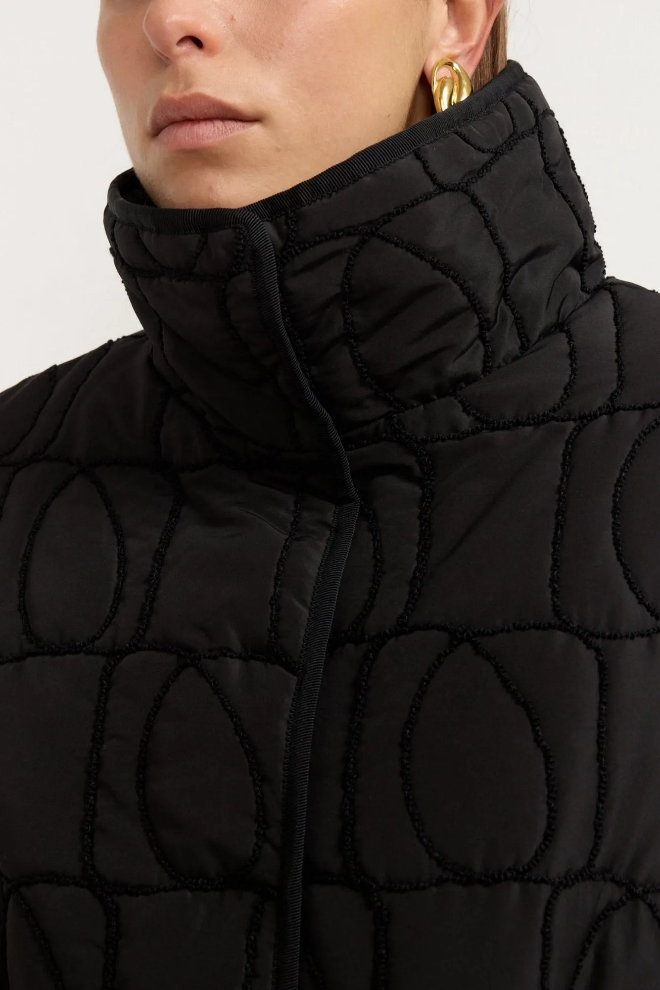 BLACK MONOGRAM Quilted Puffer Coat