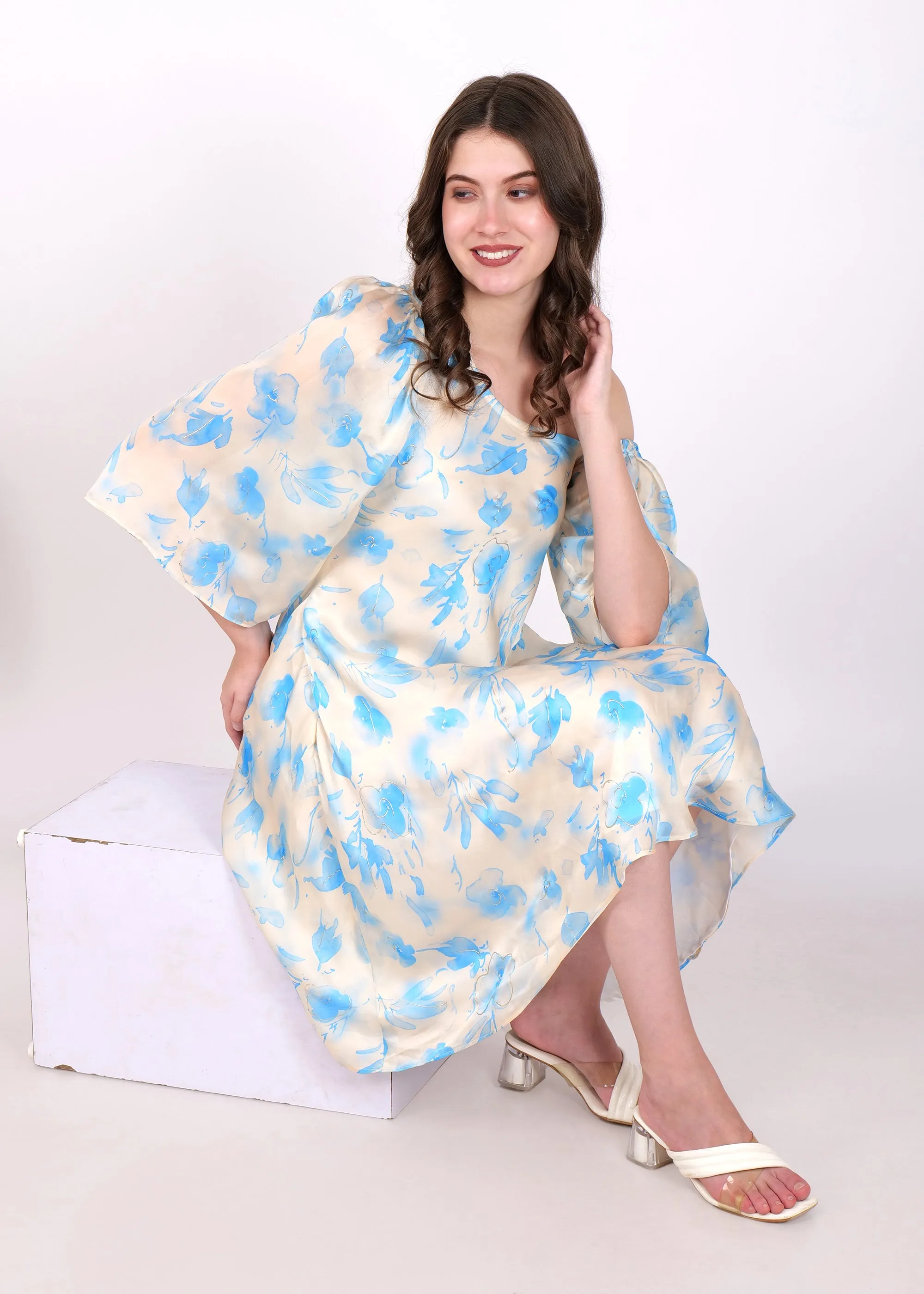 Blue Breeze One-Shoulder Dress