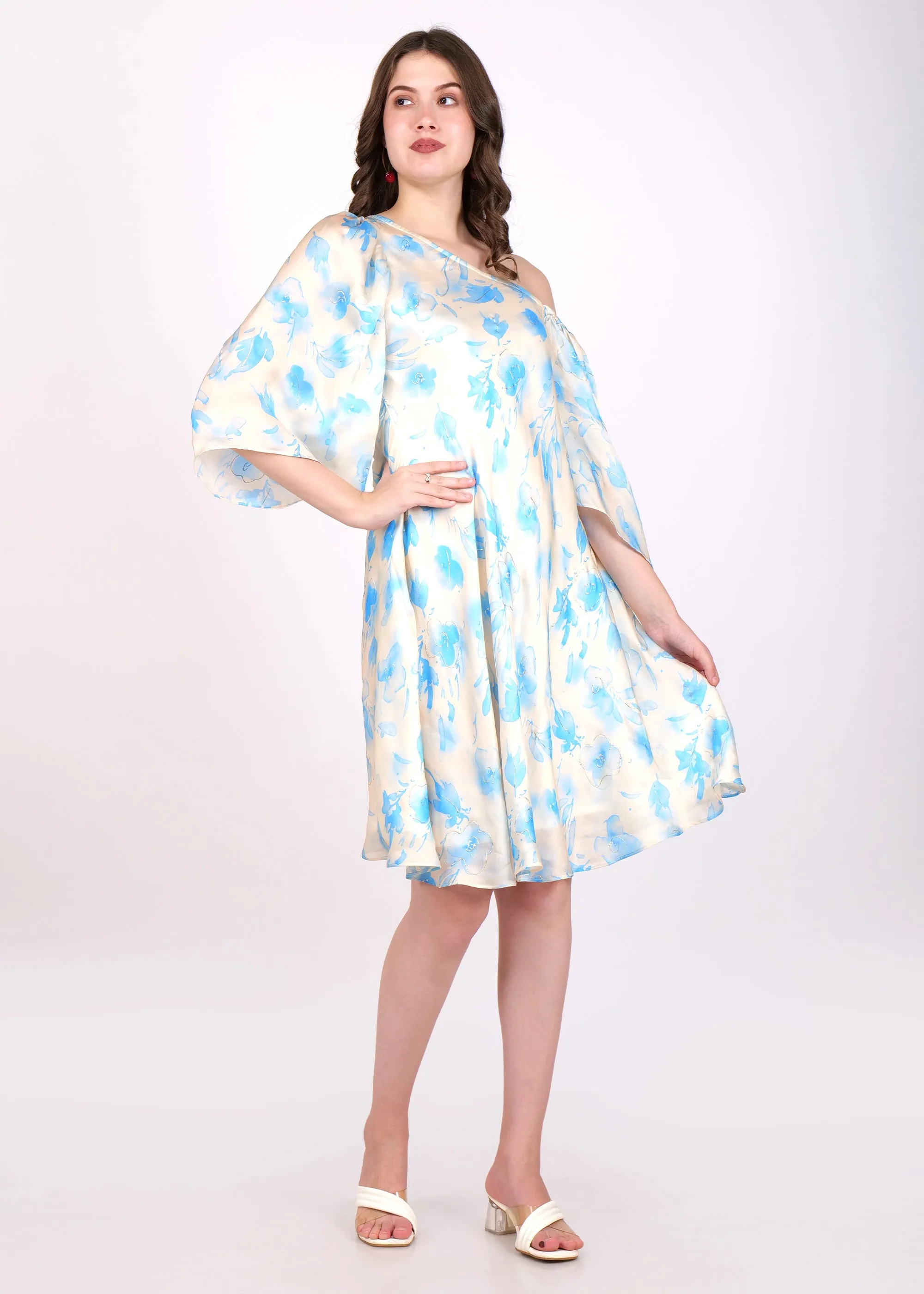 Blue Breeze One-Shoulder Dress