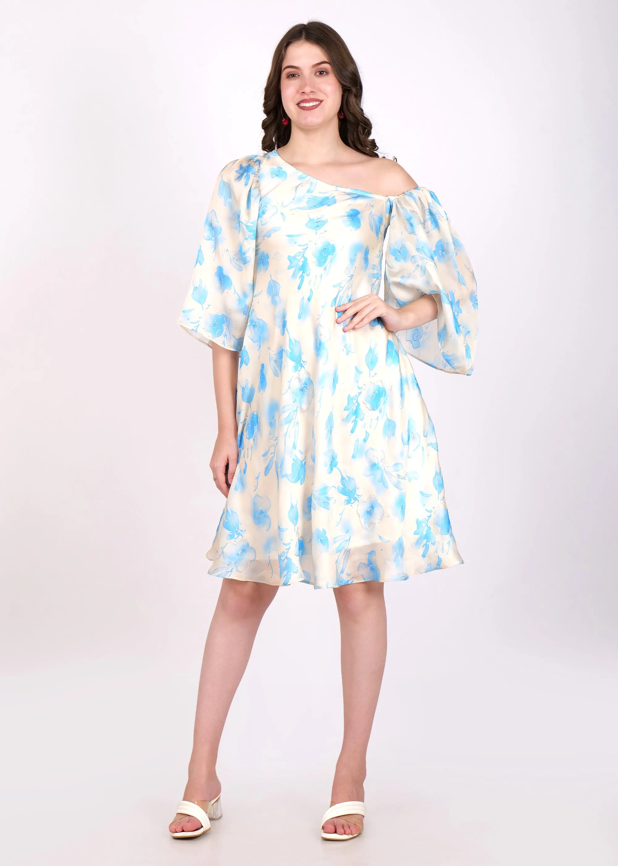 Blue Breeze One-Shoulder Dress