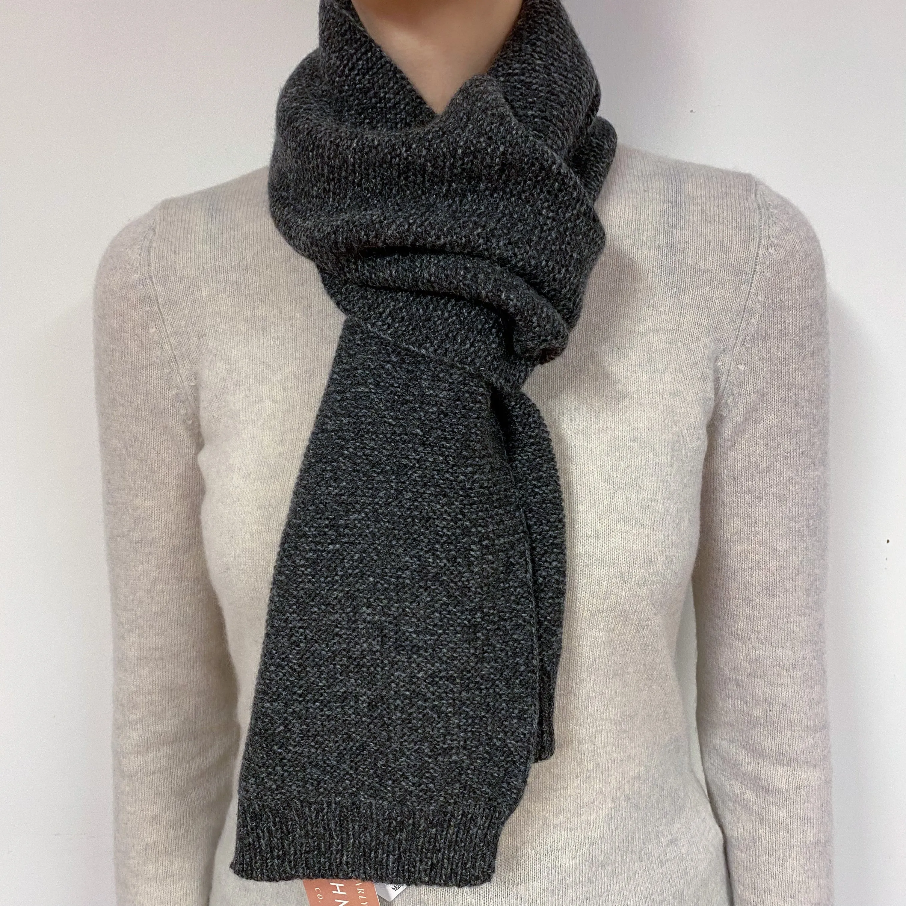 Brand New Scottish Cashmere Scarf Charcoal Grey