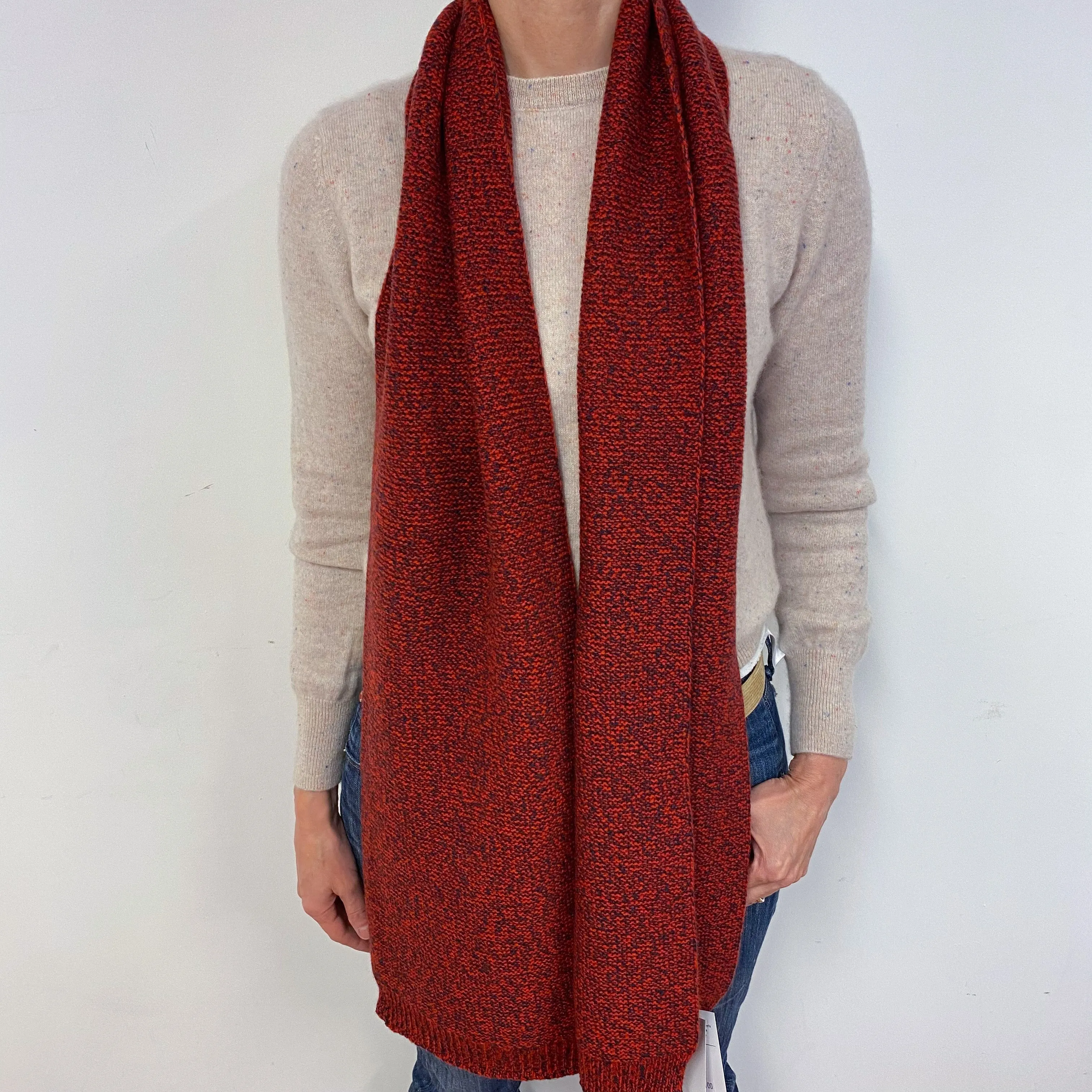 Brand New Scottish Cashmere Scarf Scarlet Hue