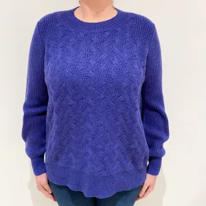 Brand New Scottish Indigo Blue Cashmere Chunky Crew Neck Jumper Large