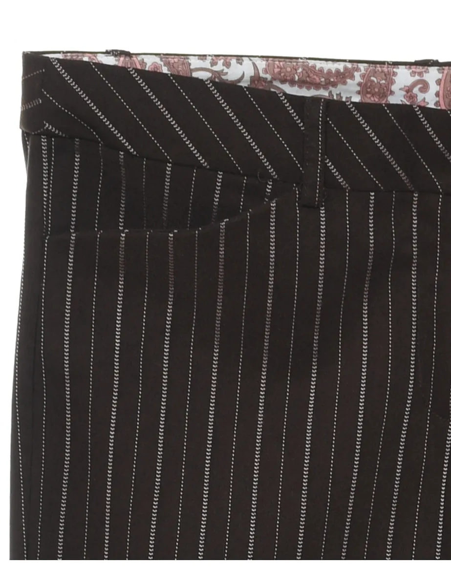 Brown Striped Flared Trousers - W30 L32