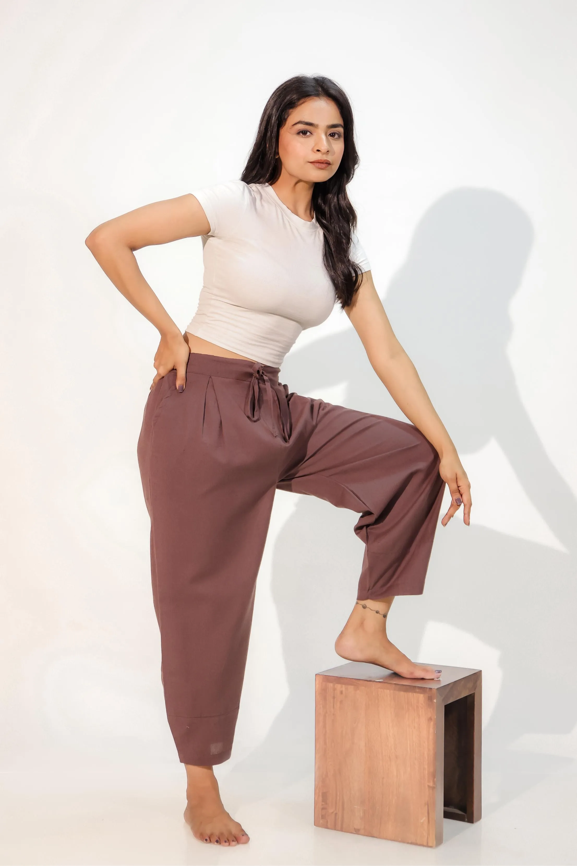 Burgundy Women's Regular-Fit Trousers