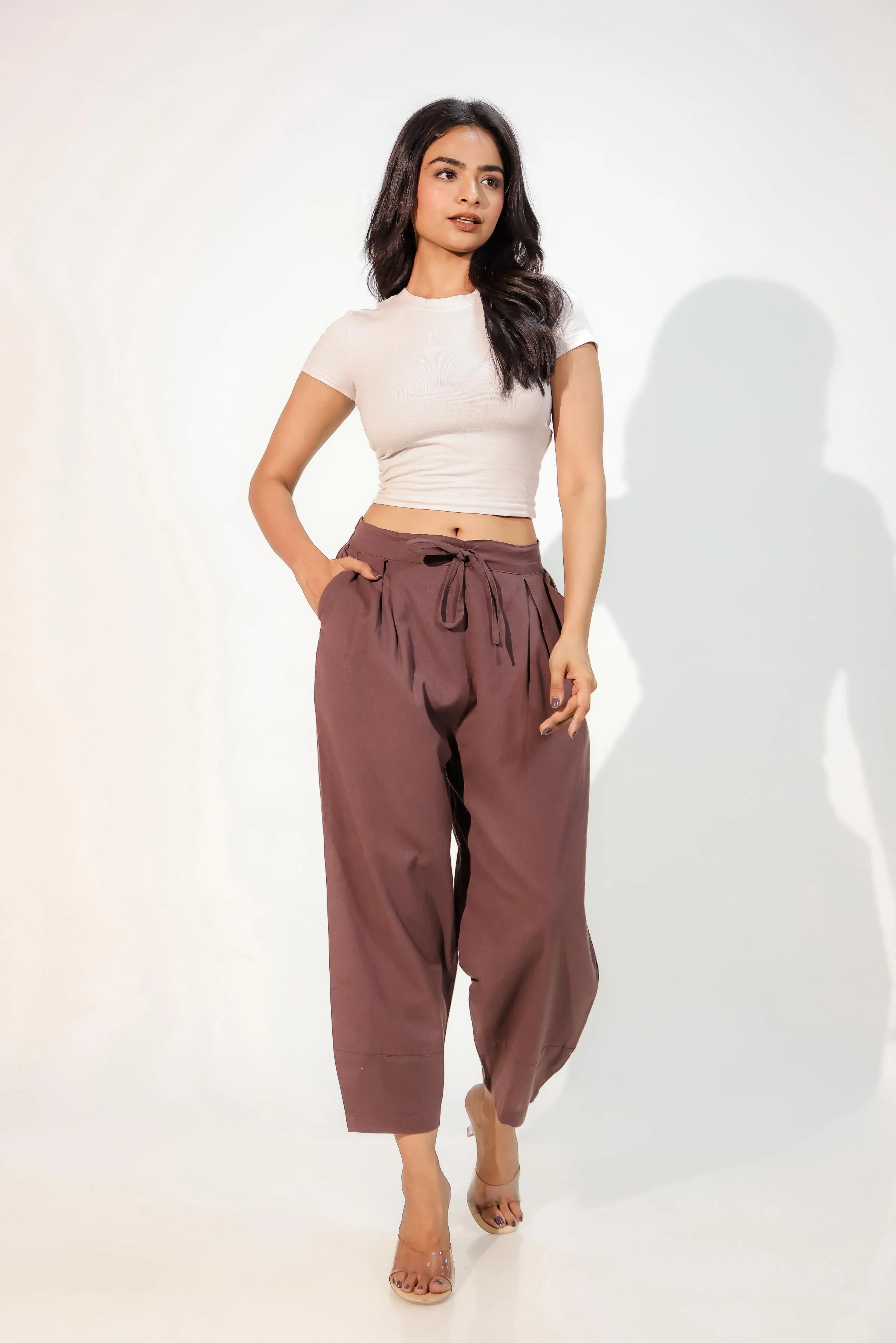 Burgundy Women's Regular-Fit Trousers