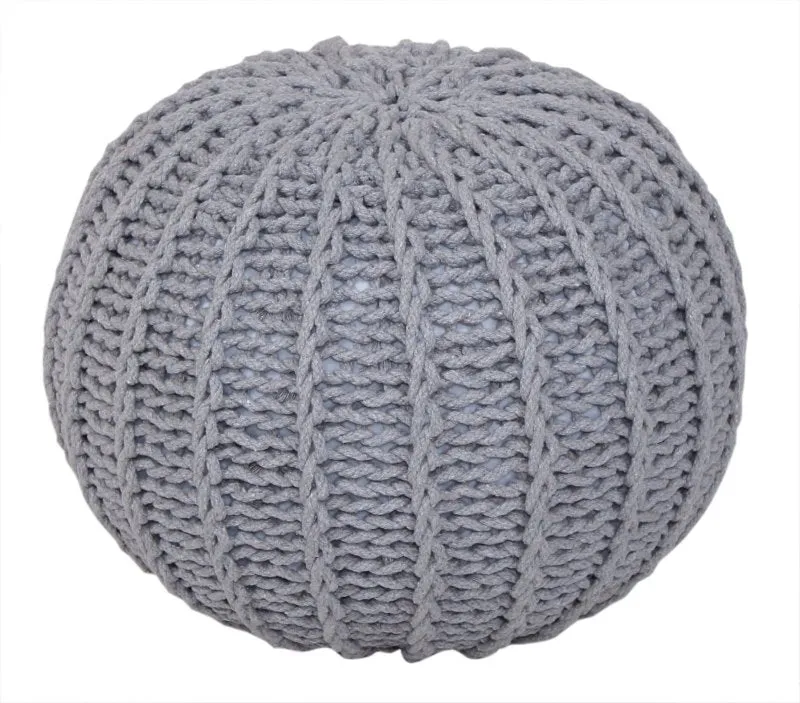 Cable Knit Round Pouffe Chunky Seat Decor Footstool Ottoman 100% Cotton Handmade