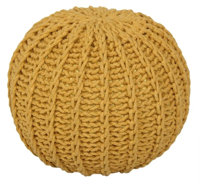 Cable Knit Round Pouffe Chunky Seat Decor Footstool Ottoman 100% Cotton Handmade