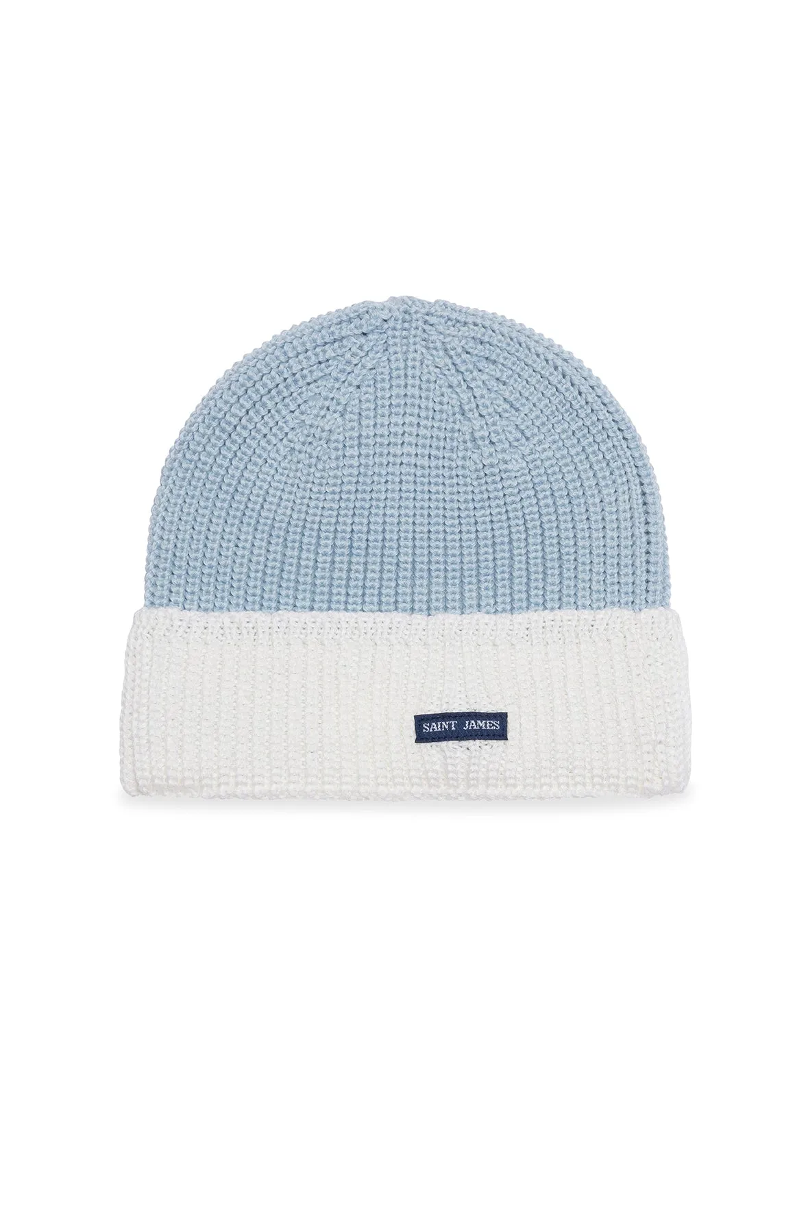 Canot Two-tone Wool Beanie - in purl knit (CIEL CHINE/BLANC)