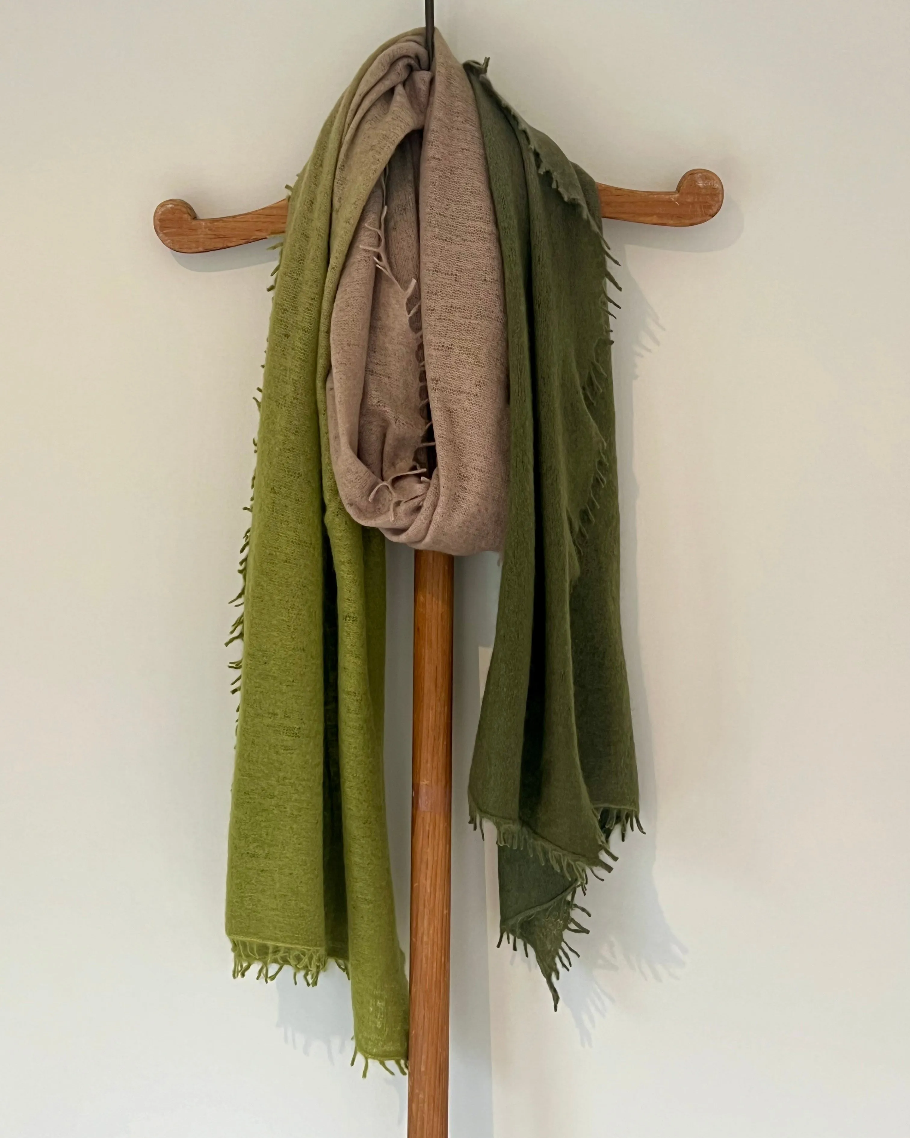 Cashmere Vertical Shading Scarf | Basil Green