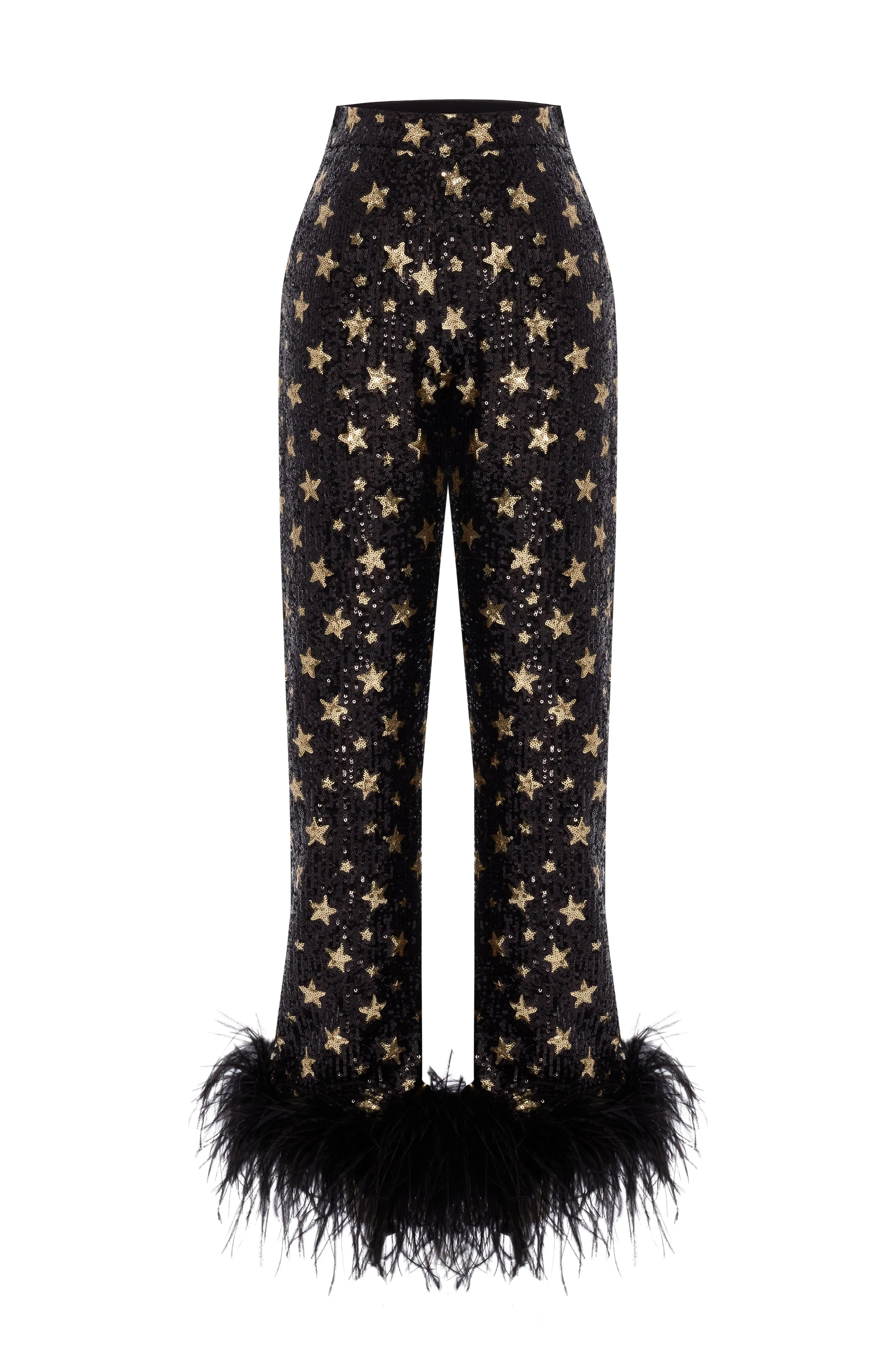 Cassaba Sequin Ostrich Detail Trousers Black