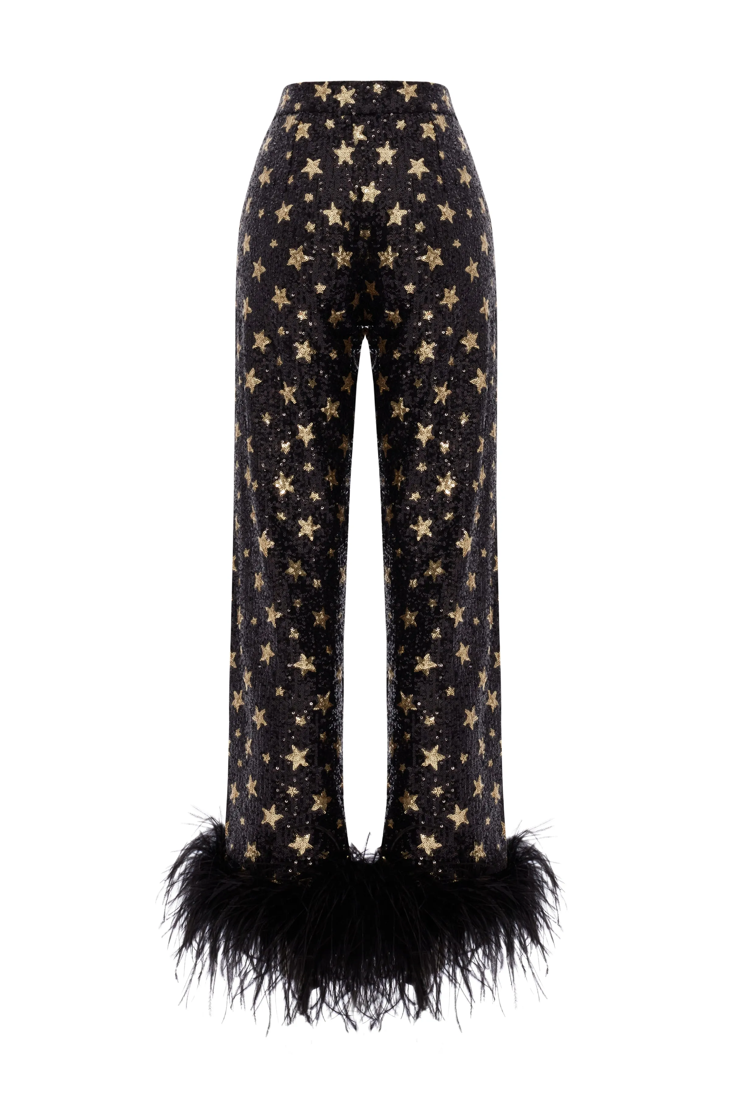 Cassaba Sequin Ostrich Detail Trousers Black