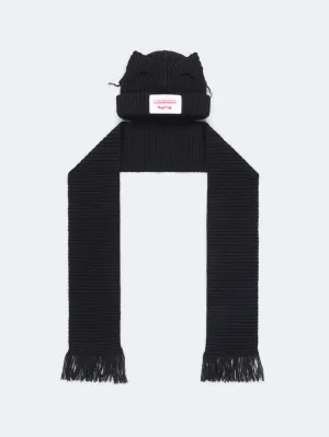 CHARLES JEFFREY LOVERBOY -  CHUNKY EARS BEANIE SCARF in BLACK