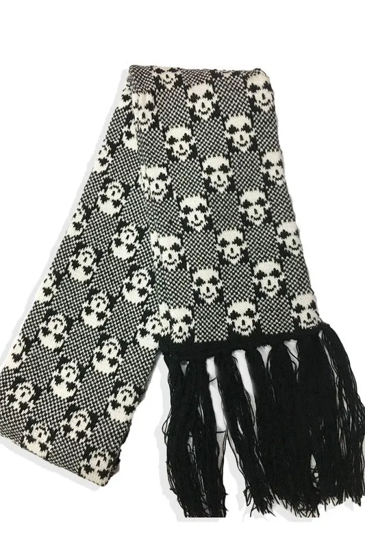 Checkered Skull Knit Scarf