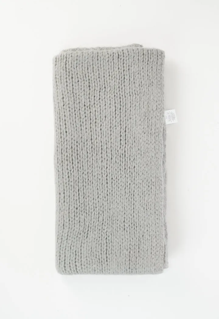 Choice Knitted Solid Wrap Around Winter Scarf Grey