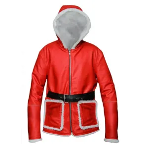 Christmas Santa Claus Costume Red Leather Jacket For Mens & Womens